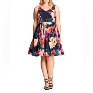 City Chic Secret Garden Fit and Flare Dress XXL/24W
